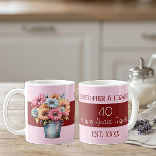 40. Rubinhochzeit Blumen Namen Pink Kaffeetasse