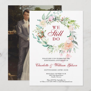 40. Rubinhochzeit Gelübdeerneuerung Florales Foto Einladung