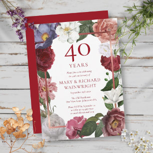 40. Rubinhochzeitsjubiläum Rosengarten Einladung