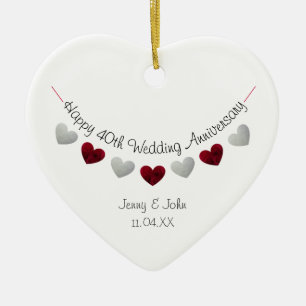 40. rubinischer Hochzeitstag Keramik Ornament