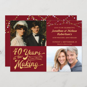 40. Ruby Anniversary Then & Now Fotos Party Einladung