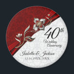 40. Ruby Floral Wedding Anniversary Keepake Magnet<br><div class="desc">🥇 ORIGINAL COPYRIGHT ART DESIGN VON Donna Siegrist NUR AUF ZAZZLE VERFÜGBAR! 40. Ruby Floral Wedding Jubiläum Keepake Design bereit für Sie zu personalisieren. Dieses Design funktioniert auch bei anderen Gelegenheiten wie Geburtstag, Dienstjahre, Abschluss oder einfach nur ein Angebot hinzufügen... Mache es dir. Bei Bedarf können Sie den Text entfernen...</div>