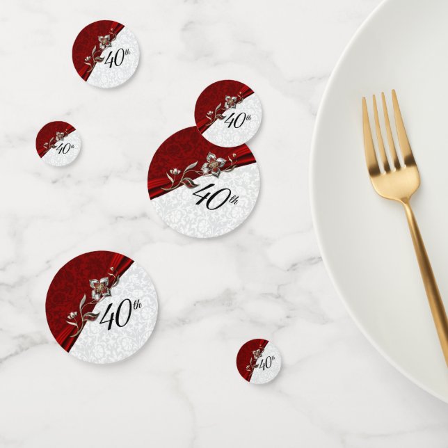 40. Ruby Floral Wedding Jubiläum Konfetti (Gruppe)