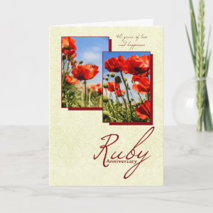 40. Ruby Hochzeitsfeier mit Poppies Karte