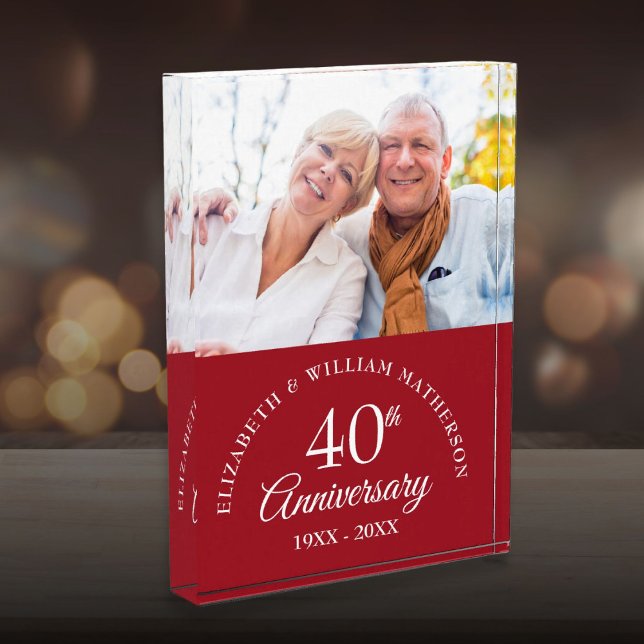 40. Ruby-Hochzeitstag Fotoblock (40th Ruby Wedding Anniversary Photo Block)