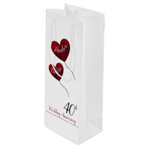 40. Ruby Hochzeitstag rote Herzballons Geschenktüte Für Weinflaschen