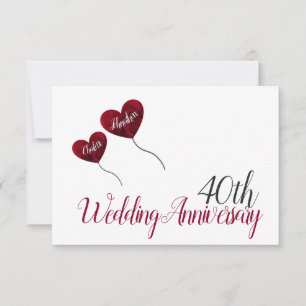40. Ruby Hochzeitstag Rote Herzblasen RSVP Karte