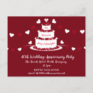 40. Ruby-Hochzeitstorte Einladung