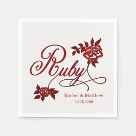 40. Ruby-Jubiläum mit Datum und Initialen Serviette
