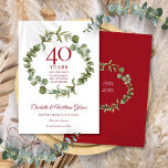40. Ruby Jubiläum Save the Date Grüne Einladung<br><div class="desc">Diese elegante botanische Jubiläumskarte aus dem 40. Jubiläum ist mit einer eleganten Waldgarage ausgestattet und kann Save the Date mit Ihren speziellen Informationen zum Ruby-Jubiläum personalisiert werden. Auf der Rückseite befindet sich eine passende blumengeschmückte Garage,  die Ihr Jubiläum in elegantem weißem Text auf rubinrotem Hintergrund umrahmt. Entwickelt von Thisisnotme©</div>