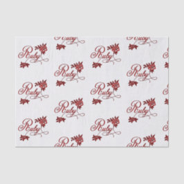 40. Ruby-Jubiläum Text und weiße Rosen Seidenpapier