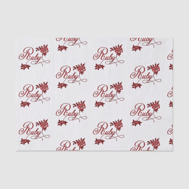 40. Ruby-Jubiläum Text und weiße Rosen Seidenpapier (Vorderseite)