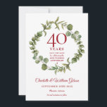 40. Ruby-Jubiläum Waldlandschaft Save The Date<br><div class="desc">Diese elegante botanische Jubiläumskarte aus dem 40. Jubiläum ist mit einer eleganten Waldgarage ausgestattet und kann Save the Date mit Ihren speziellen Informationen zum Ruby-Jubiläum personalisiert werden. Auf der Rückseite befindet sich eine passende blumengeschmückte Garage,  die Ihr Jubiläum in elegantem weißem Text auf rubinrotem Hintergrund umrahmt. Entwickelt von Thisisnotme©</div>