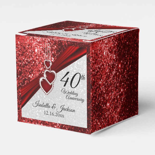40. Ruby Red and Glitzer Jubiläum Geschenkschachtel (Vorderseite)