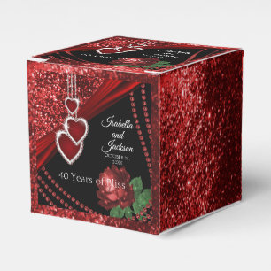 40. Ruby Red Glitzer and Rose Jubiläum Geschenkschachtel