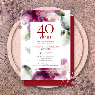40. Ruby Wedding Anniversary Chic Lilies Floral Einladung