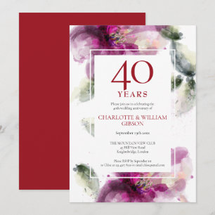 40. Ruby Wedding Anniversary Chic Lilies Floral Einladung