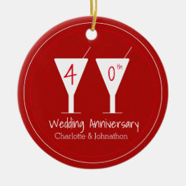 40. Ruby Wedding Anniversary Cocktail Design Keramik Ornament