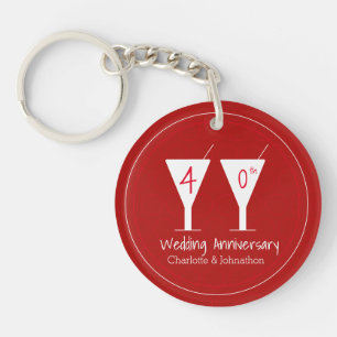 40. Ruby Wedding Anniversary Cocktail Design Schlüsselanhänger