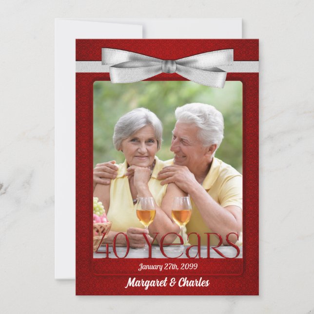 40. Ruby Wedding Anniversary Foto Einladung (Vorderseite)