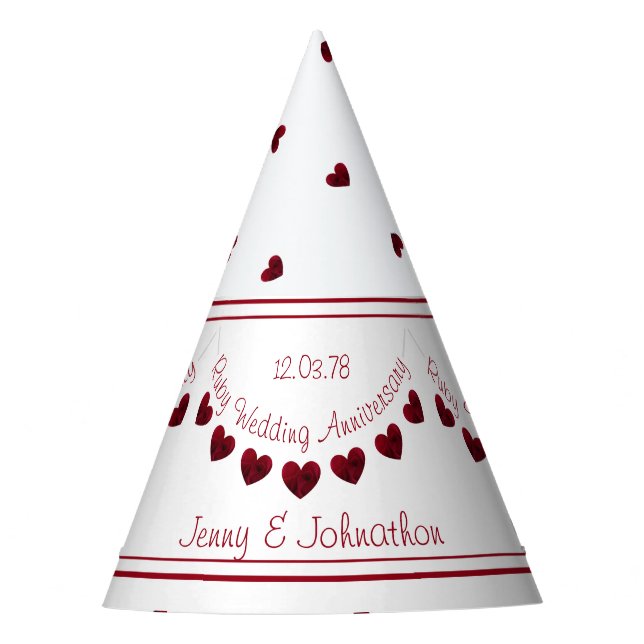 40. Ruby Wedding Anniversary Hut Partyhütchen (Vorderseite)