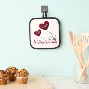 40. Ruby Wedding Anniversary Pot Holders Topflappen