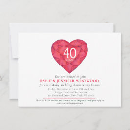 40. Ruby Wedding Jubiläum Aquarellherz Einladung