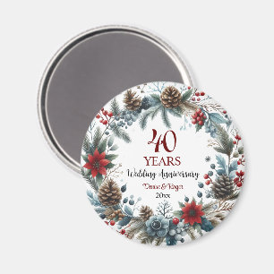 40. Ruby Wedding Jubiläum Eleganter Winter Magnet