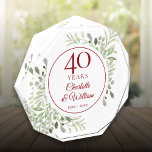 40. Ruby Wedding Jubiläum Elegantes Grün Fotoblock<br><div class="desc">Dieses elegante botanische 40-jährige Hochzeitsstipendesign mit zarten,  sanften Aquarellfarben-Blätter kann mit Ihren Jubiläumsinformationen in elegantem rubinroten Text personalisiert werden. Entwickelt von Thisisnotme©</div>