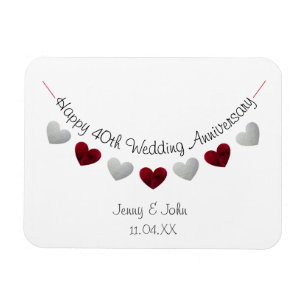 40. Ruby Wedding Jubiläum Geschenk/ Gefallen Magnet