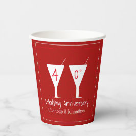 40. Ruby Wedding Jubiläum Glasdesign Pappbecher