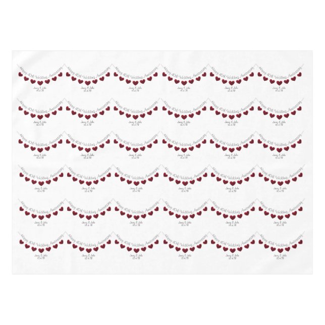 40. Ruby Wedding Jubiläum rotes Herzensburgring Tischdecke (Vorderseite (Horizontal))
