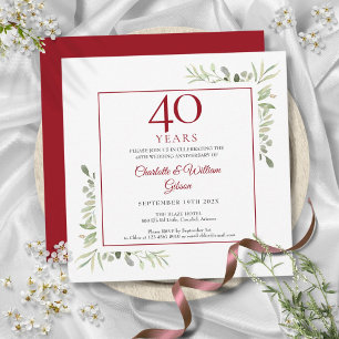 40. Ruby Wedding Jubiläum Wasserfarbenwelt Einladung