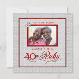 40. Ruby Wedding Jubiläum Zwei-Foto-Party Einladung