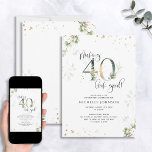 40 sehen gut aus, grüner Gold, botanischer Geburts Einladung<br><div class="desc">Vierzig zu werden ist eine unglaubliche Leistung und es verdient, im Stil gefeiert zu werden! Die "Making 40 Look Good Botanical Birthday Invitation" ist die perfekte Art, genau das zu tun. Dieses elegante, moderne Interieur besticht durch ein wunderschönes botanisches Design mit grünen Aquarellen und vergoldeten Folienplätzen in Imitaten, die eine...</div>