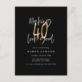 40 sehen gut aus wie ein moderner Gold- und schwar Postkarte