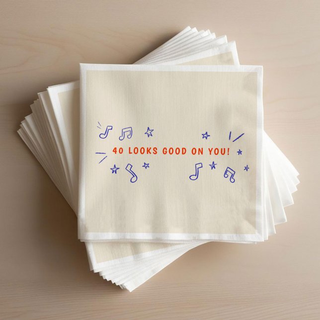 40 sieht gut aus auf der Hand Gezeichnet Geburtsta Serviette (40 Looks Good on You Hand-Drawn Birthday Party Napkins)