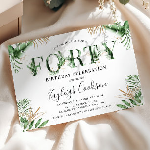 40 Summer Tropical Greenery 40. Geburtstag Party Einladung