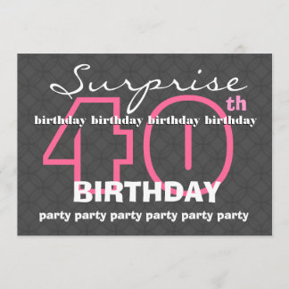 40. SUPRISE Geburtstag Moderne Aquamarine und schw Einladung