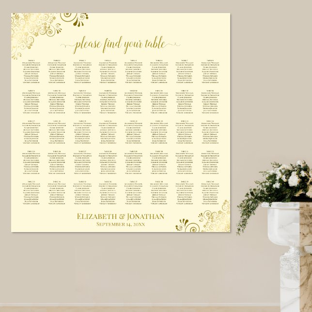 40 Tabelle Frilly Gold & Cream Wedding Chart Poster (Von Creator hochgeladen)