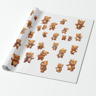 40 Teddy Bear bearbeitbares Wrapping Roll Paper Geschenkpapier