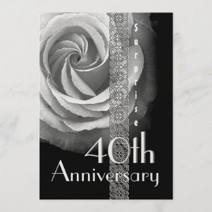 40. ÜBERRASCHENDE Hochzeitstag SILVER Rose Einladung