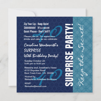 40. ÜBERRASCHUNG Geburtstag Blaue geometrische Mus Einladung