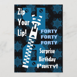40. ÜBERRASCHUNG Geburtstag Blue Stars Zipper W168 Einladung
