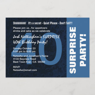 40. ÜBERRASCHUNG Geburtstag Moderne Midnight Blue  Einladung