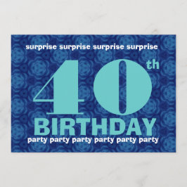 40. ÜBERRASCHUNG Geburtstagsparty Blue und Aqua B4 Einladung