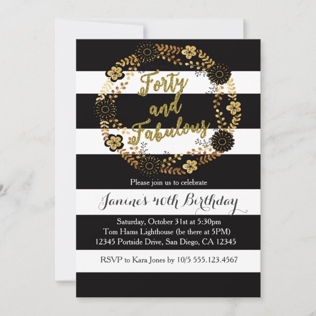 40. und 40. Geburtstagseinladung Einladung (Vorderseite)