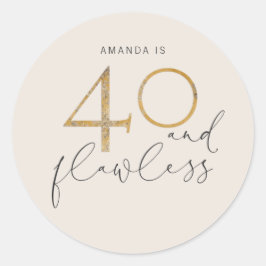 40 und Blush Pink Gold Graue Bezeichnung Runder Aufkleber