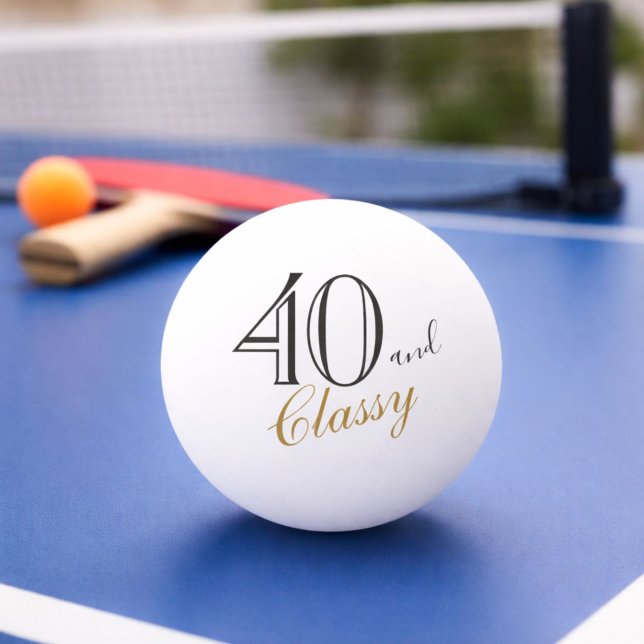 40 und Classy Elegant Script 40. Geburtstag Tischtennisball (Von Creator hochgeladen)
