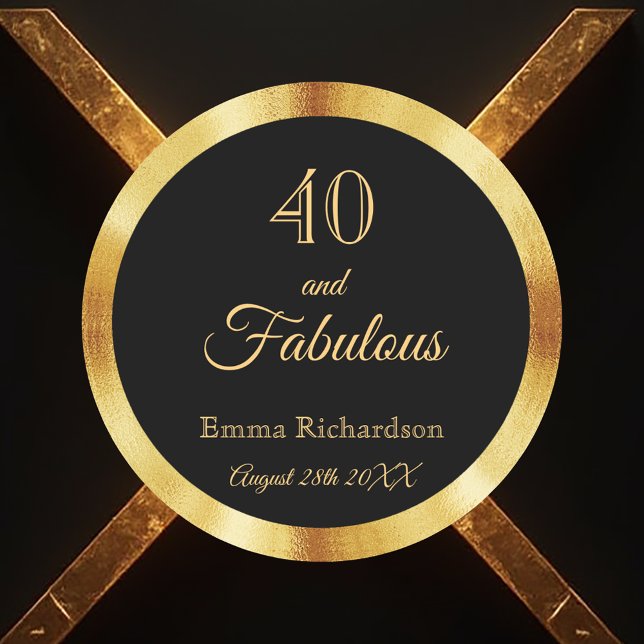 40 und der fabelhafte schwarze Goldname Runder Aufkleber (Von Creator hochgeladen)